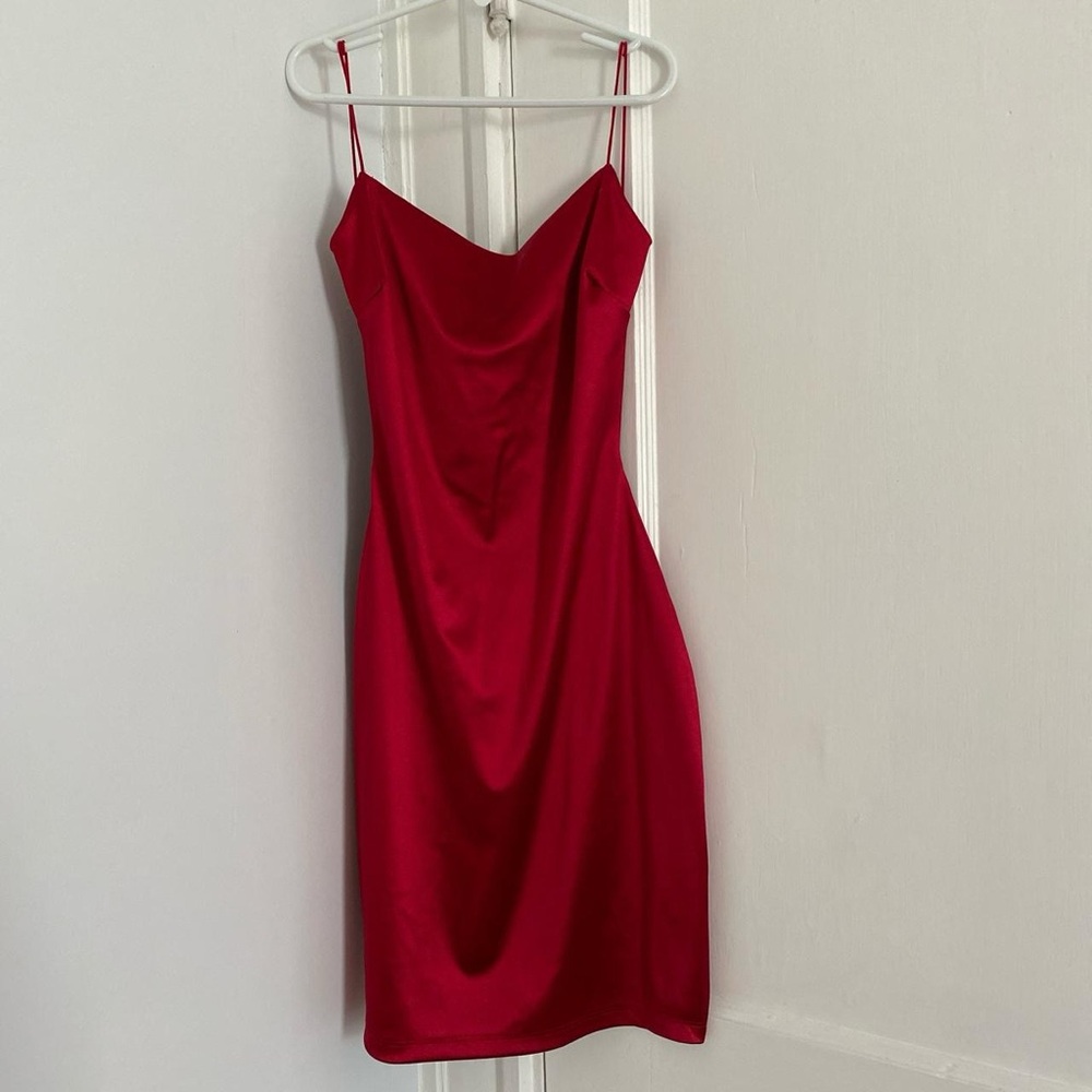 Elegant Red Satin Slip Dress